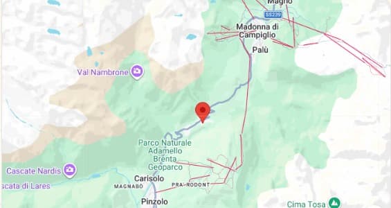 Mappa della zona: Sant'Antonio di Mavignola, tra Pinzolo e Madonna di Campiglio